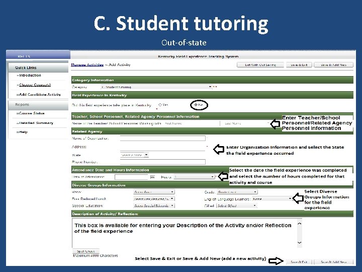 C. Student tutoring Out-of-state 