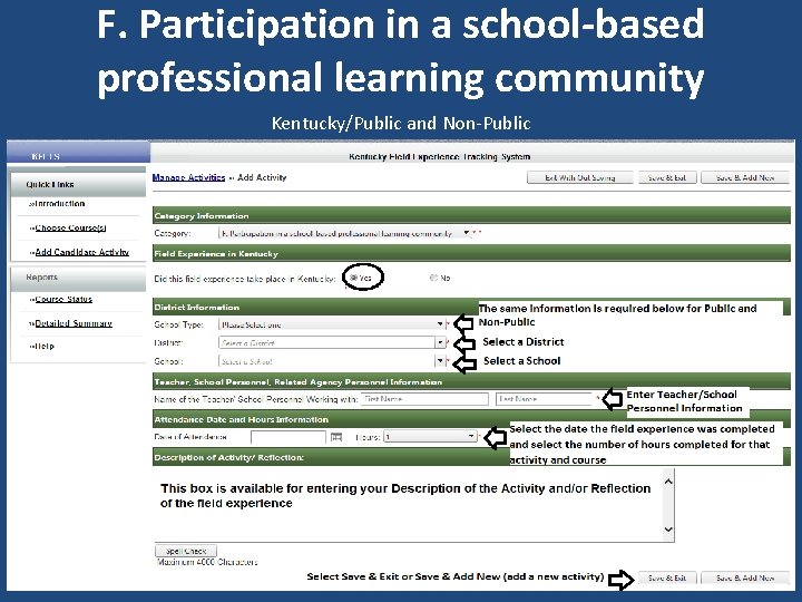 F. Participation in a school-based professional learning community Kentucky/Public and Non-Public 