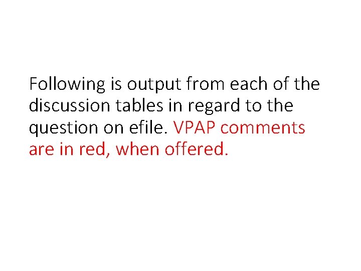 Following is output from each of the discussion tables in regard to the question Following is output from each of the discussion tables in regard to the question