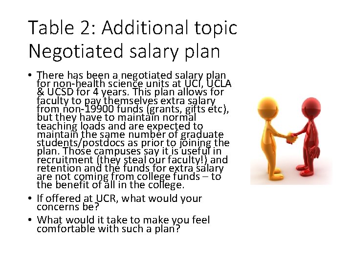 Table 2: Additional topic Negotiated salary plan • There has been a negotiated salary Table 2: Additional topic Negotiated salary plan • There has been a negotiated salary