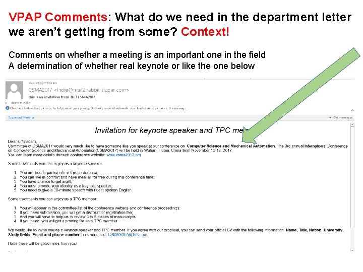 VPAP Comments: What do we need in the department letter we aren’t getting from VPAP Comments: What do we need in the department letter we aren’t getting from