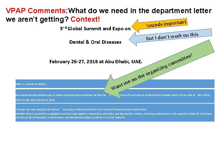 VPAP Comments: What do we need in the department letter we aren’t getting? Context! VPAP Comments: What do we need in the department letter we aren’t getting? Context!