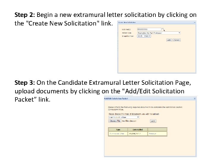 Step 2: Begin a new extramural letter solicitation by clicking on the "Create New Step 2: Begin a new extramural letter solicitation by clicking on the "Create New