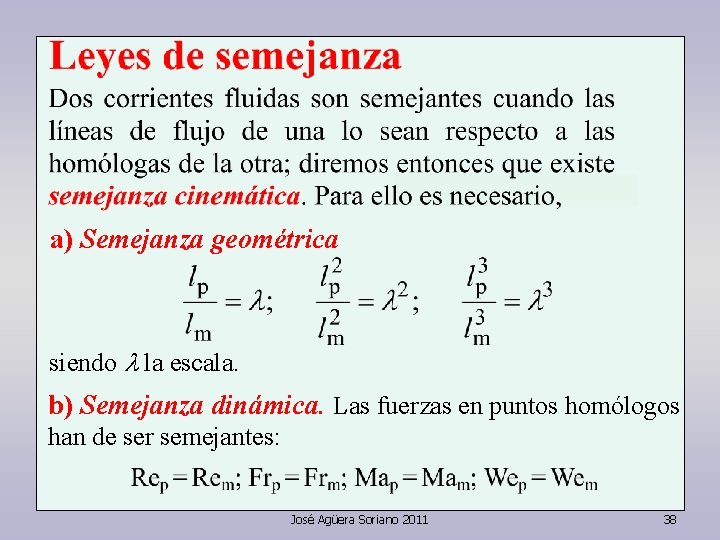 a) Semejanza geométrica siendo l la escala. b) Semejanza dinámica. Las fuerzas en puntos a) Semejanza geométrica siendo l la escala. b) Semejanza dinámica. Las fuerzas en puntos