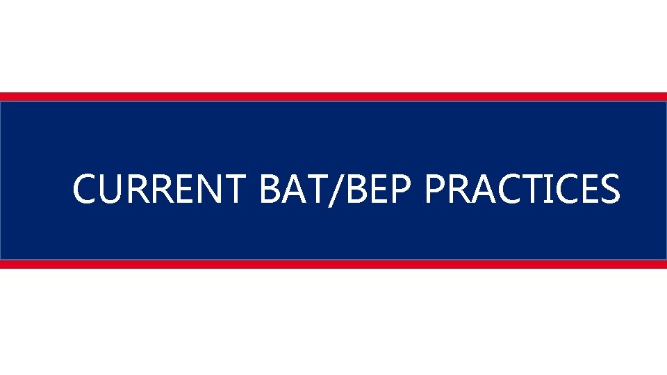 CURRENT BAT/BEP PRACTICES 