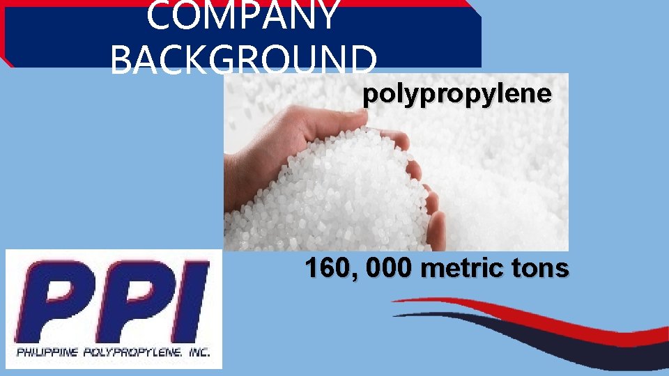 COMPANY BACKGROUND polypropylene 160, 000 metric tons 