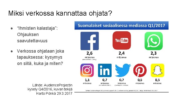 Miksi verkossa kannattaa ohjata? ● “Ihmisten kalastaja”: Ohjauksen saavutettavuus ● Verkossa ohjataan joka tapauksessa: