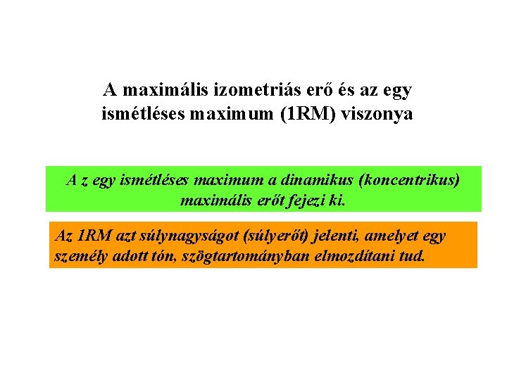 A maximális izometriás erő és az egy ismétléses maximum (1 RM) viszonya A z