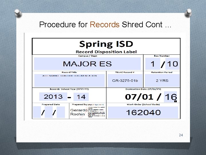 Procedure for Records Shred Cont … 24 