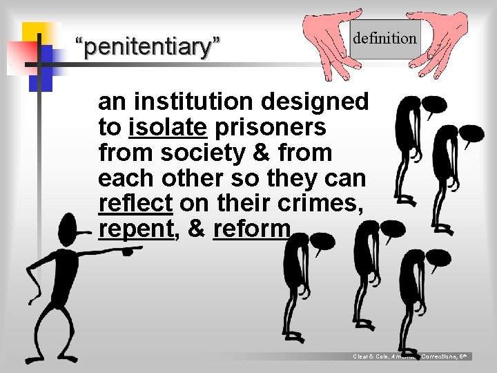 “penitentiary” definition an institution designed to isolate prisoners from society & from each other