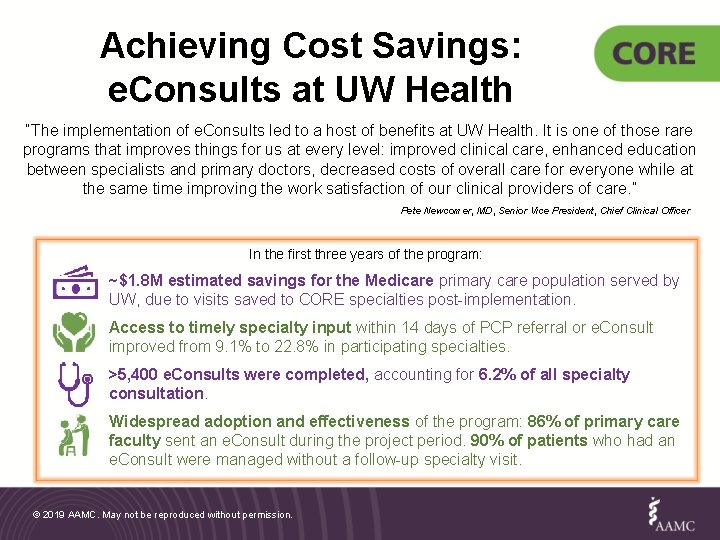 Achieving Cost Savings: e. Consults at UW Health “The implementation of e. Consults led