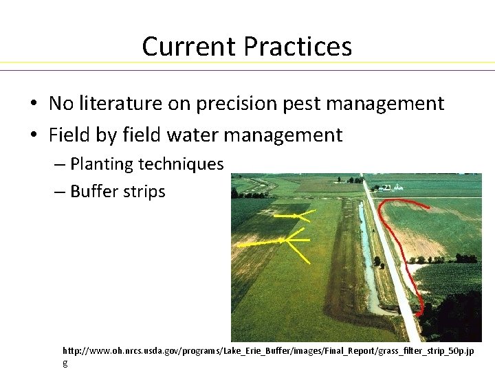 Current Practices • No literature on precision pest management • Field by field water