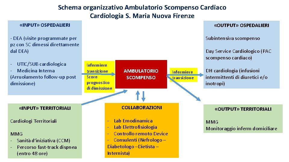 Schema organizzativo Ambulatorio Scompenso Cardiaco Cardiologia S. Maria Nuova Firenze «INPUT» OSPEDALIERI «OUTPUT» OSPEDALIERI