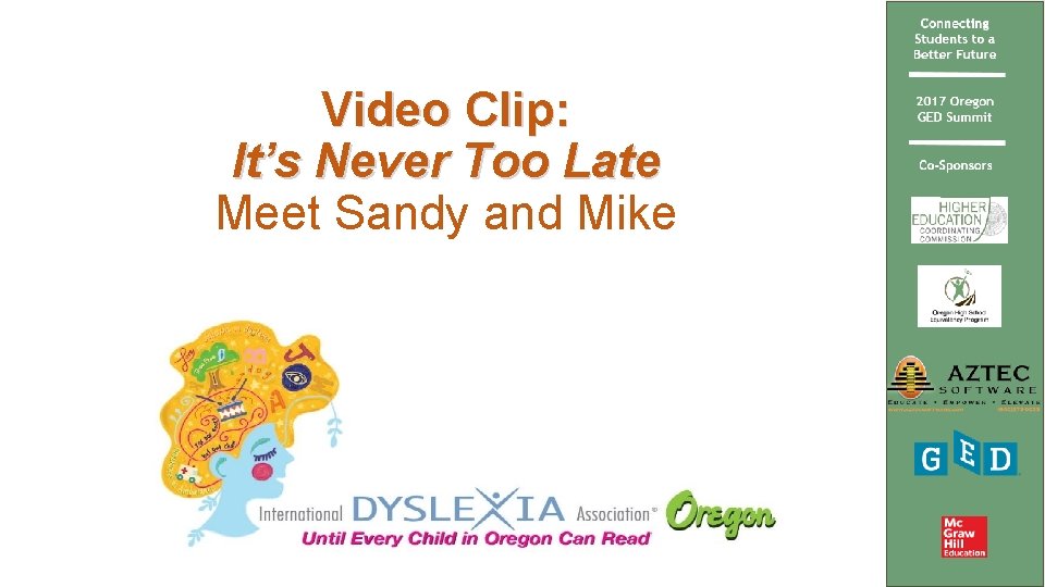 Video Clip: It’s Never Too Late Meet Sandy and Mike 