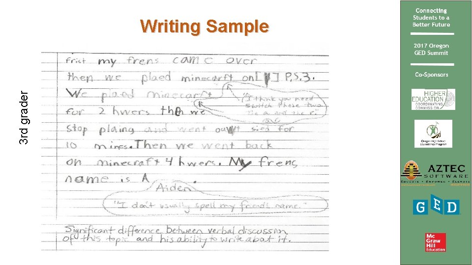 3 rd grader Writing Sample 
