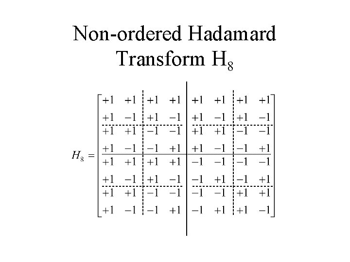 Non-ordered Hadamard Transform H 8 