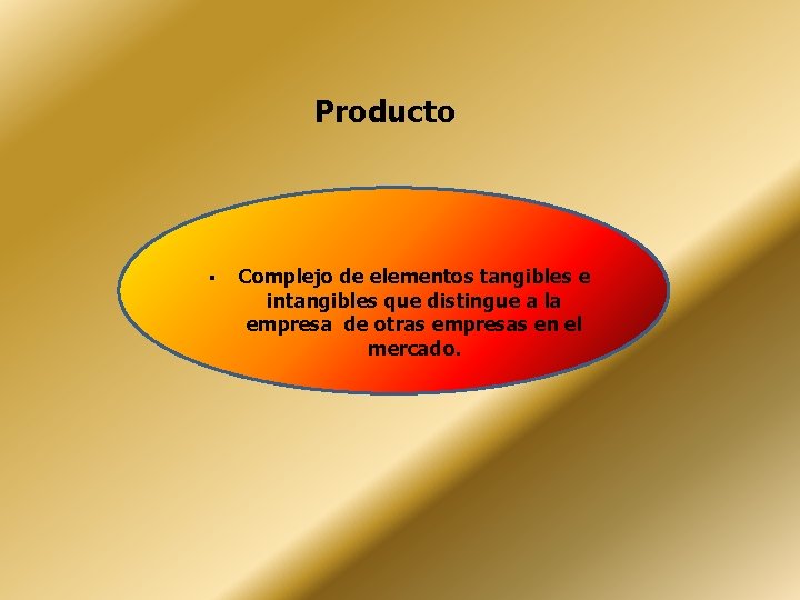 Producto Complejo de elementos tangibles e intangibles que distingue a la empresa de otras