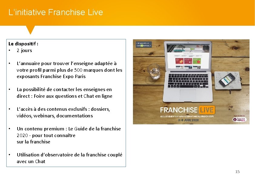 L’initiative Franchise Live Le dispositif : • 2 jours • • • L’annuaire pour