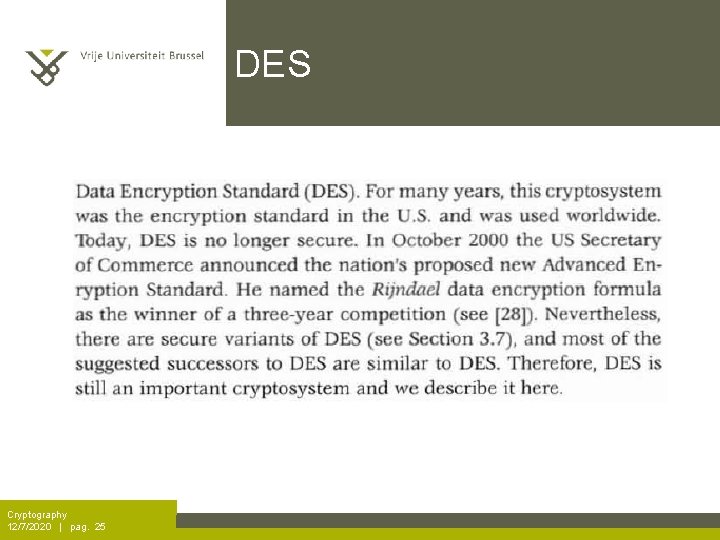DES Cryptography 12/7/2020 | pag. 25 