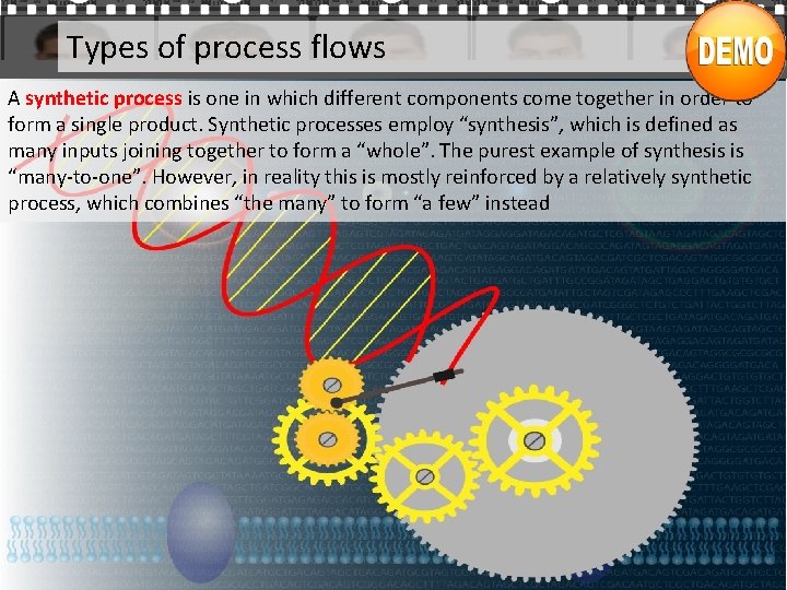 Types of process flows A synthetic process is one in which different components come