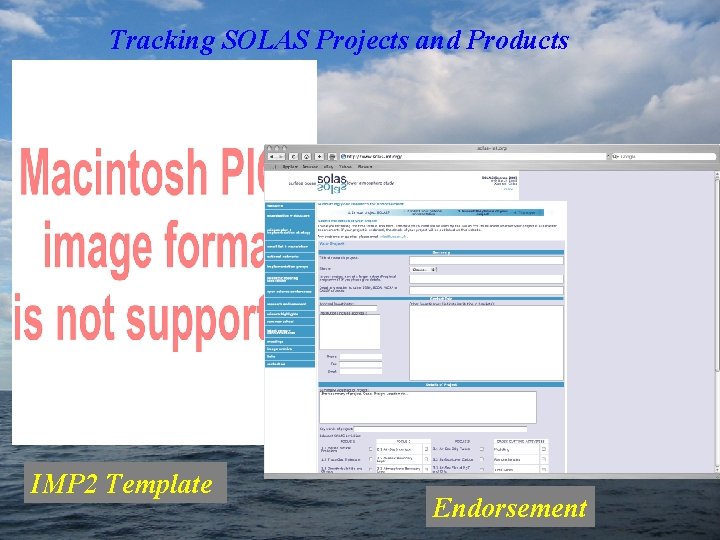 Tracking SOLAS Projects and Products IMP 2 Template Endorsement 