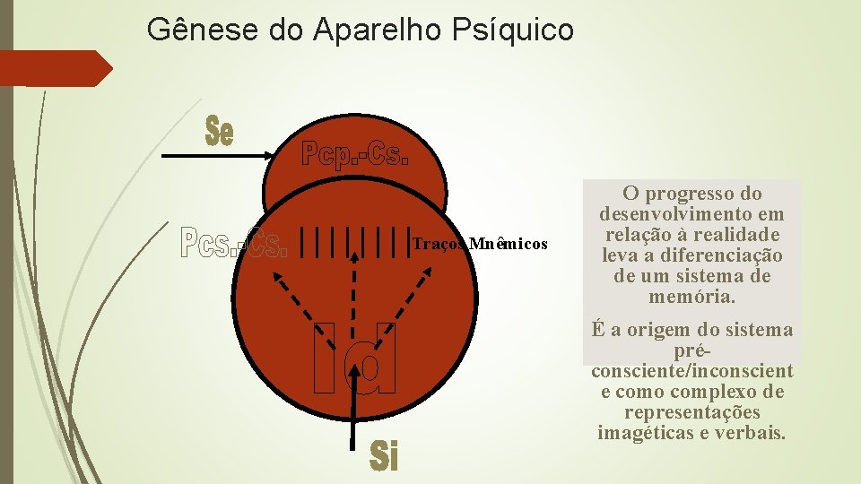 Gênese do Aparelho Psíquico Traços Mnêmicos O progresso do desenvolvimento em relação à realidade