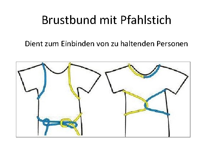 Brustbund mit Pfahlstich Dient zum Einbinden von zu haltenden Personen 