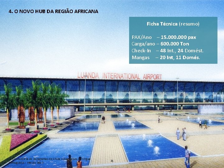 4. O NOVO HUB DA REGIÃO AFRICANA Ficha Técnica (resumo) PAX/Ano – 15. 000