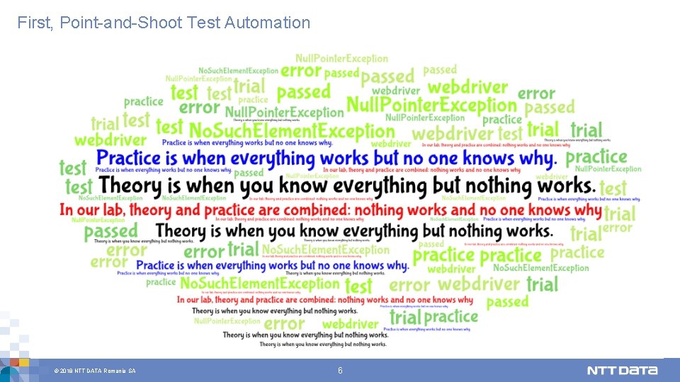 First, Point-and-Shoot Test Automation © 2018 NTT DATA Romania SA 6 
