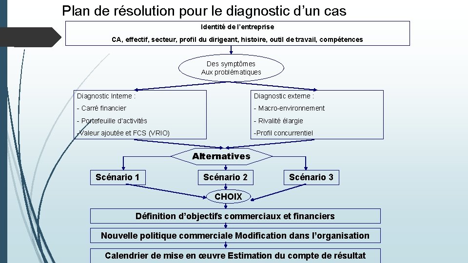 Plan de résolution pour le diagnostic d’un cas Identité de l’entreprise CA, effectif, secteur,