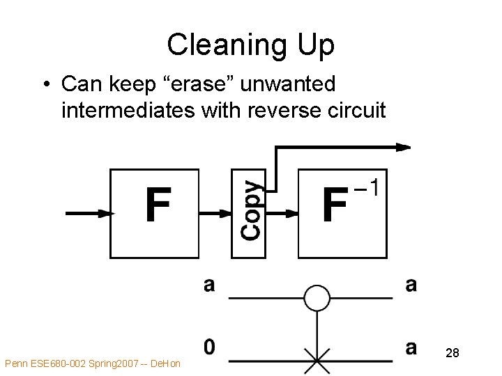 Cleaning Up • Can keep “erase” unwanted intermediates with reverse circuit Penn ESE 680