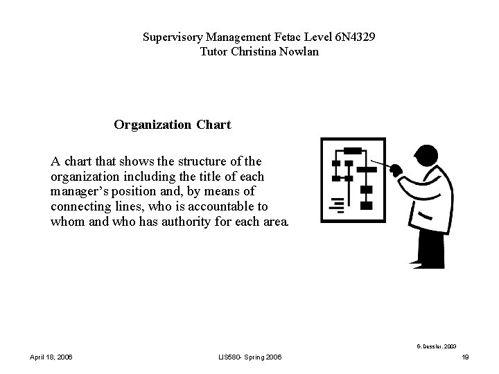 Supervisory Management Fetac Level 6 N 4329 Tutor Christina Nowlan Organization Chart A chart