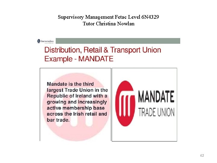 Supervisory Management Fetac Level 6 N 4329 Tutor Christina Nowlan 62 