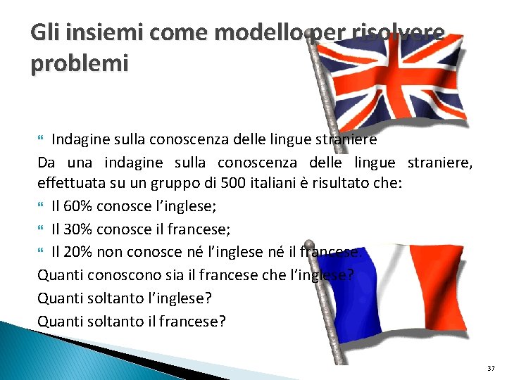 Gli insiemi come modello per risolvere problemi Indagine sulla conoscenza delle lingue straniere Da Gli insiemi come modello per risolvere problemi Indagine sulla conoscenza delle lingue straniere Da