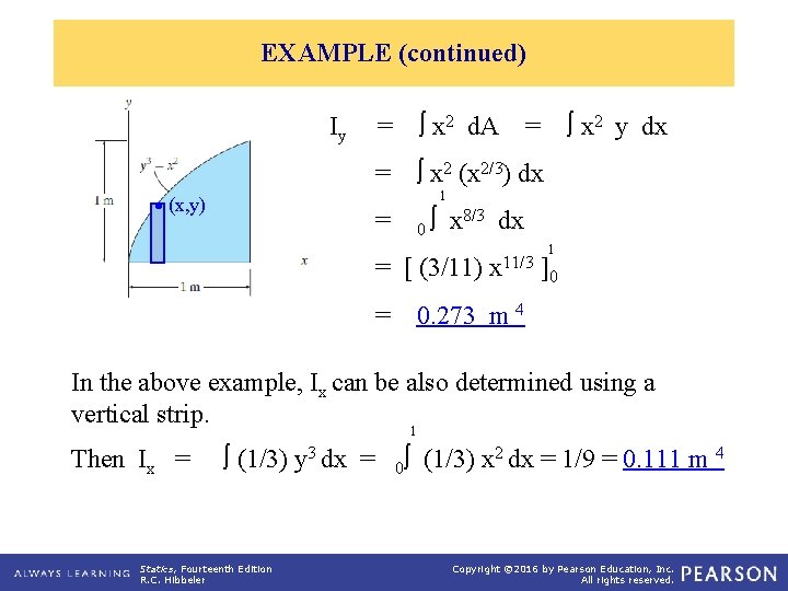 EXAMPLE (continued) Iy (x, y) = x 2 d. A = x 2 (x EXAMPLE (continued) Iy (x, y) = x 2 d. A = x 2 (x