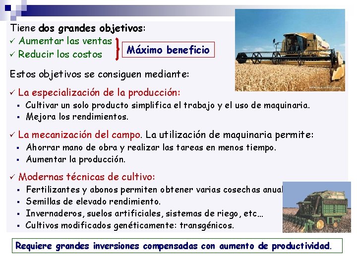 Tiene dos grandes objetivos: Aumentar las ventas Máximo beneficio Reducir los costos Estos objetivos