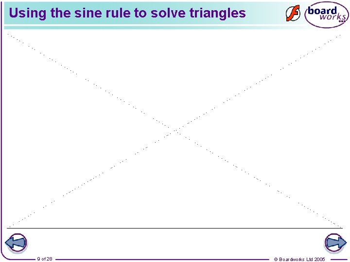 Using the sine rule to solve triangles 9 of 28 © Boardworks Ltd 2005