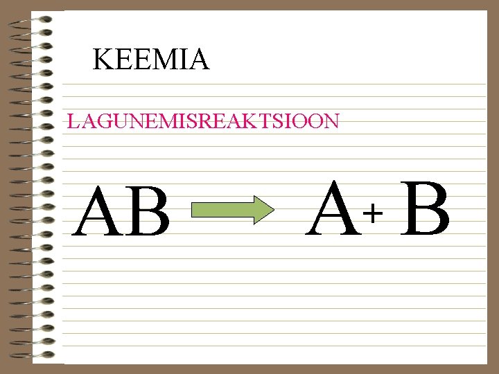 KEEMIA LAGUNEMISREAKTSIOON AB A+ B 