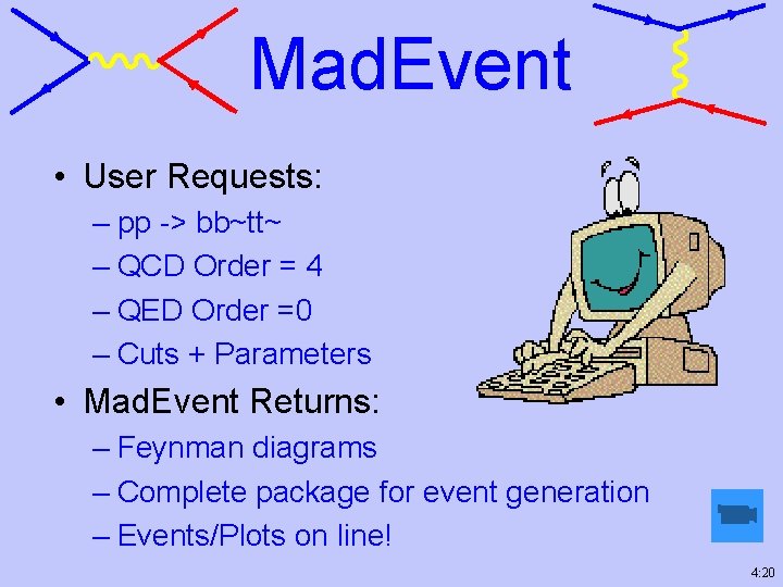 Mad. Event • User Requests: – pp -> bb~tt~ – QCD Order = 4