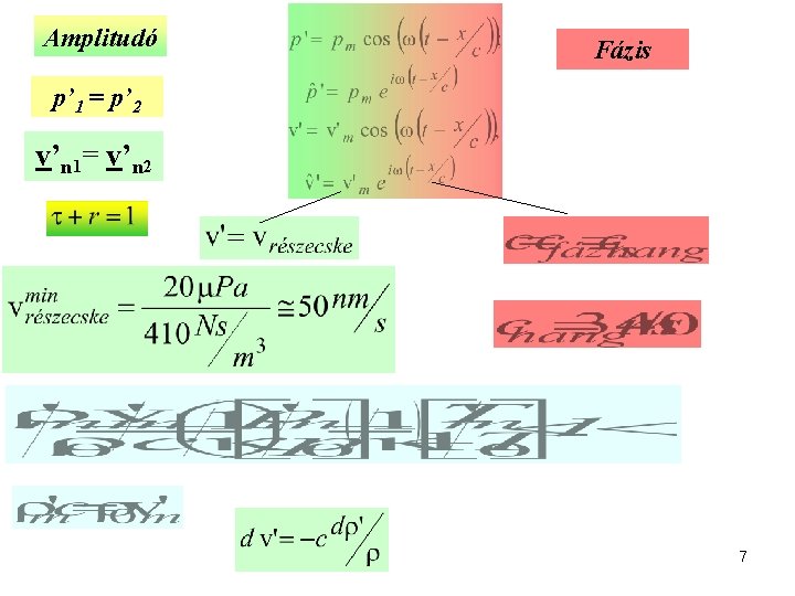 Amplitudó Fázis p’ 1 = p’ 2 v’n 1= v’n 2 7 