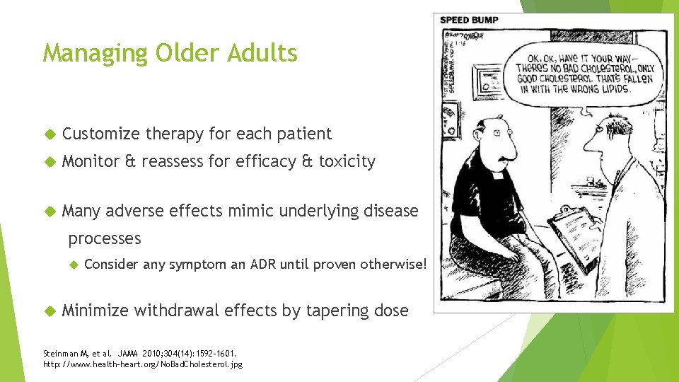 Managing Older Adults Customize therapy for each patient Monitor & reassess for efficacy &