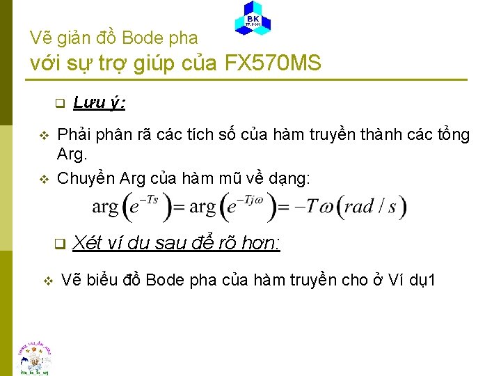 Vẽ giản đồ Bode pha với sự trợ giúp của FX 570 MS q