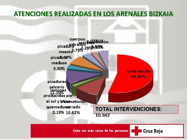 ATENCIONES REALIZADAS EN LOS ARENALES BIZKAIA cuerpos OTROS Evacuación rescates extraños picadura 2. 28%4.
