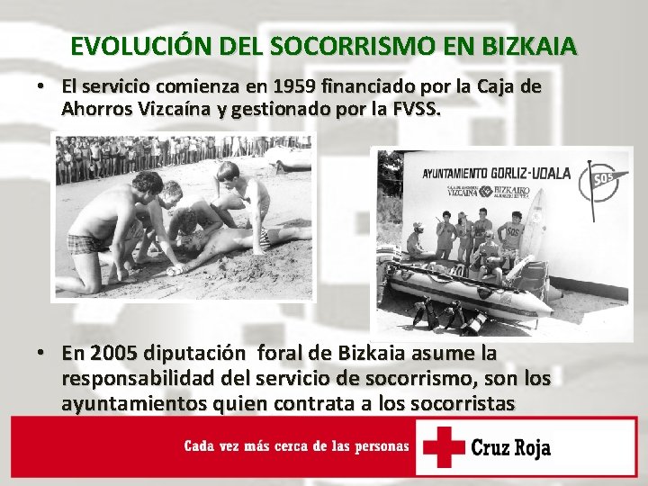 EVOLUCIÓN DEL SOCORRISMO EN BIZKAIA • El servicio comienza en 1959 financiado por la