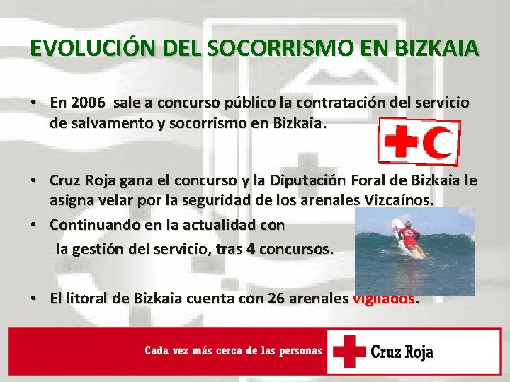 EVOLUCIÓN DEL SOCORRISMO EN BIZKAIA • En 2006 sale a concurso público la contratación