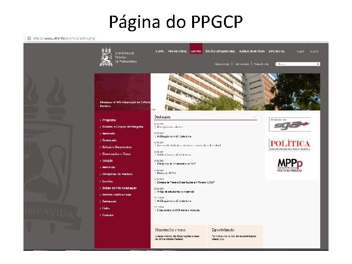 Página do PPGCP 