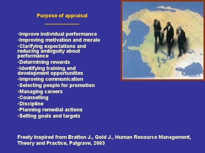 Purpose of appraisal ______ • Improve individual performance • Improving motivation and morale • Purpose of appraisal ______ • Improve individual performance • Improving motivation and morale •