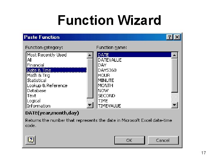 Function Wizard 17 