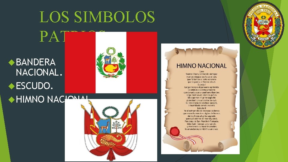 LOS SIMBOLOS PATRIOS BANDERA NACIONAL. ESCUDO. HIMNO NACIONAL. LOS SIMBOLOS PATRIOS BANDERA NACIONAL. ESCUDO. HIMNO NACIONAL.