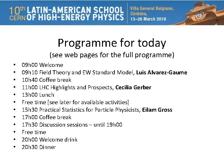 Programme for today (see web pages for the full programme) • • • 09
